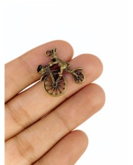 Pirinç Zirkon Mineli Bisiklet Süren Tavşan Kolye Bileklik Ucu Charm 1 Adet