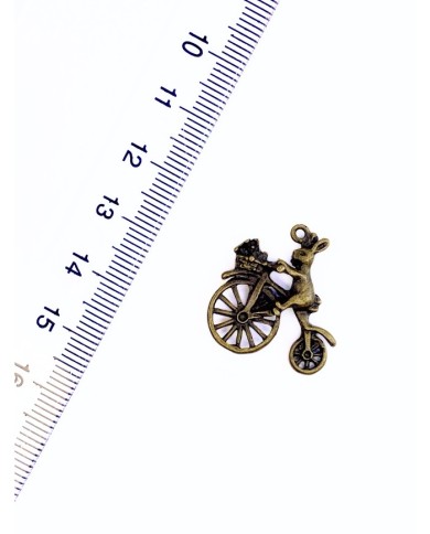 Pirinç Zirkon Mineli Bisiklet Süren Tavşan Kolye Bileklik Ucu Charm 1 Adet