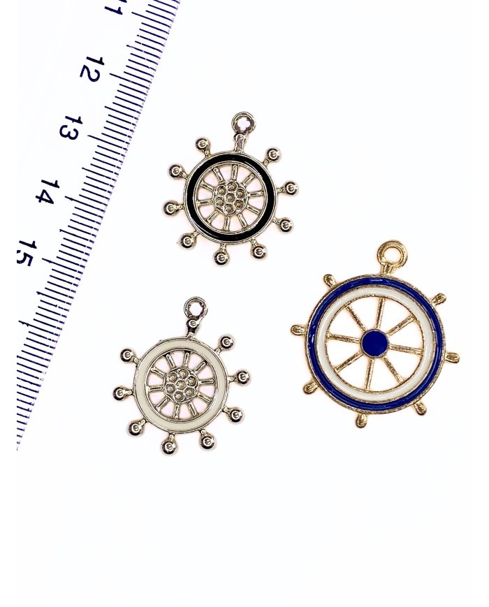 Pirinç Zirkon Mineli Gemi Dümeni Kolye Bileklik Ucu Charm Beyaz 1 Adet