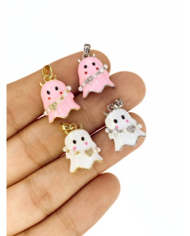 Pirinç Zirkon Taşlı Hayalet Kolye Bileklik Ucu Charm Altın Pembe 1 Adet