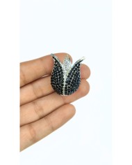 Zamak Renkli Kristal Taşlı Lale Model Tesbih İmamesi Nikel – 30x32mm