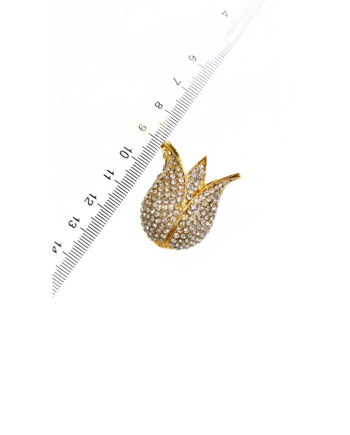 Zamak Siyah Kristal Taşlı Lale Model Tesbih İmamesi Nikel – 30x32mm