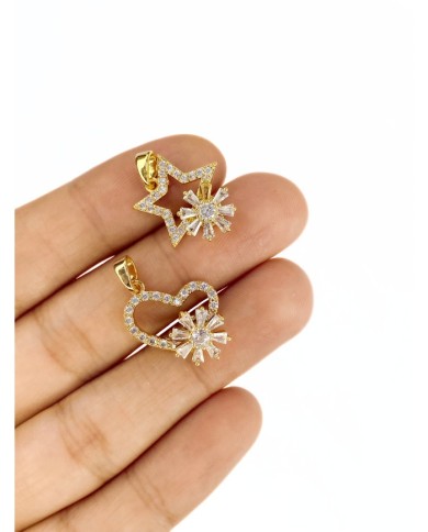 Pirinç Zirkon Taşlı Stes Çarklı Yıldız Kolye Bileklik Ucu Charm Altın 1 Adet
