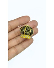 Zamak Lale Model Kalp Motifli Tesbih İmamesi Sarı - 18x25mm