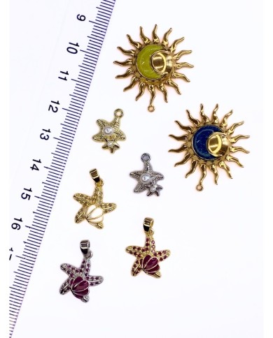 Pirinç Zirkon Mineli İncili Deniz Yıldızı Kolye Bileklik Ucu Charm Gümüş 1 Adet