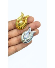 Zamak Lale Model Vav Motifli Tesbih İmamesi Gümüş Renk - 23x35mm