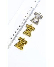 Zamak Kaftan Model Zirkon Taşlı Vav Motifli Tesbih İmamesi Sarı - 25x27mm