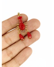 Pirinç Zirkon Mineli Oynar Istakoz Kolye Bileklik Ucu Charm 1 Adet