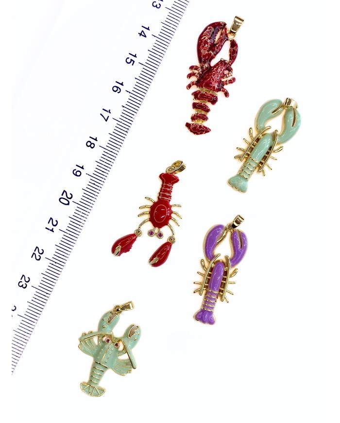 Pirinç Zirkon Mineli Oynar Istakoz Kolye Bileklik Ucu Charm 1 Adet