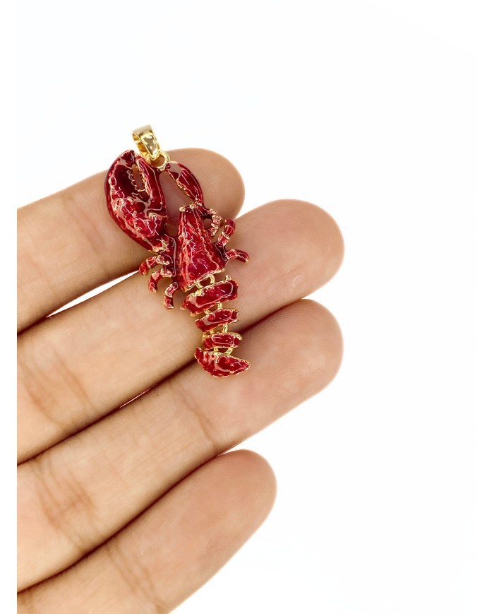 Pirinç Zirkon Mineli Oynar Istakoz Kolye Bileklik Ucu Charm 1 Adet