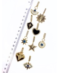 Pirinç Zirkon Mineli Taşlı Plaka Nazar Göz Kolye Bileklik Ucu Charm 1 Adet