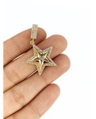 Pirinç Zirkon Mineli Taşlı Plaka Yıldız Kolye Bileklik Ucu Charm 1 Adet