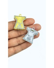Zamak Kaftan Model Zirkon Taşlı Tesbih İmamesi Gümüş Renk - 25x27mm