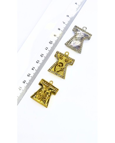 Zamak Kaftan Model Zirkon Taşlı Tesbih İmamesi Sarı - 25x27mm