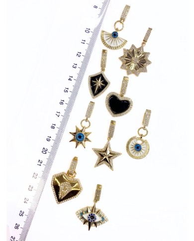 Pirinç Zirkon Mineli Plaka Yıldız Nazar Göz Kolye Bileklik Ucu Charm 1 Adet