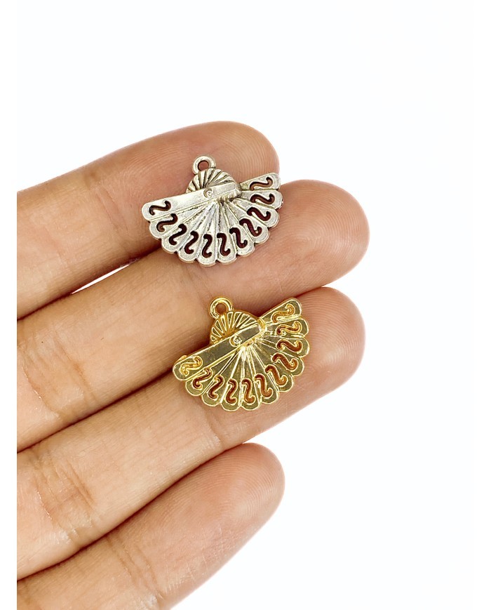 Pirinç Zirkon Mineli Yelpaze Kolye Bileklik Ucu Charm Gümüş 1 Adet