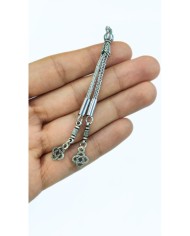 Zamak 2'li Zincir Püsküllü Kazaz Uçlu Tesbih İmamesi Nikel