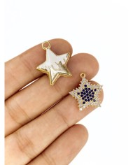 Pirinç Zirkon Taşlı Yıldız Kolye Bileklik Ucu Charm 1 Adet
