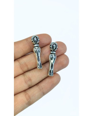 Zamak Damla Desenli Tesbih İmamesi Nikel - 8x34mm