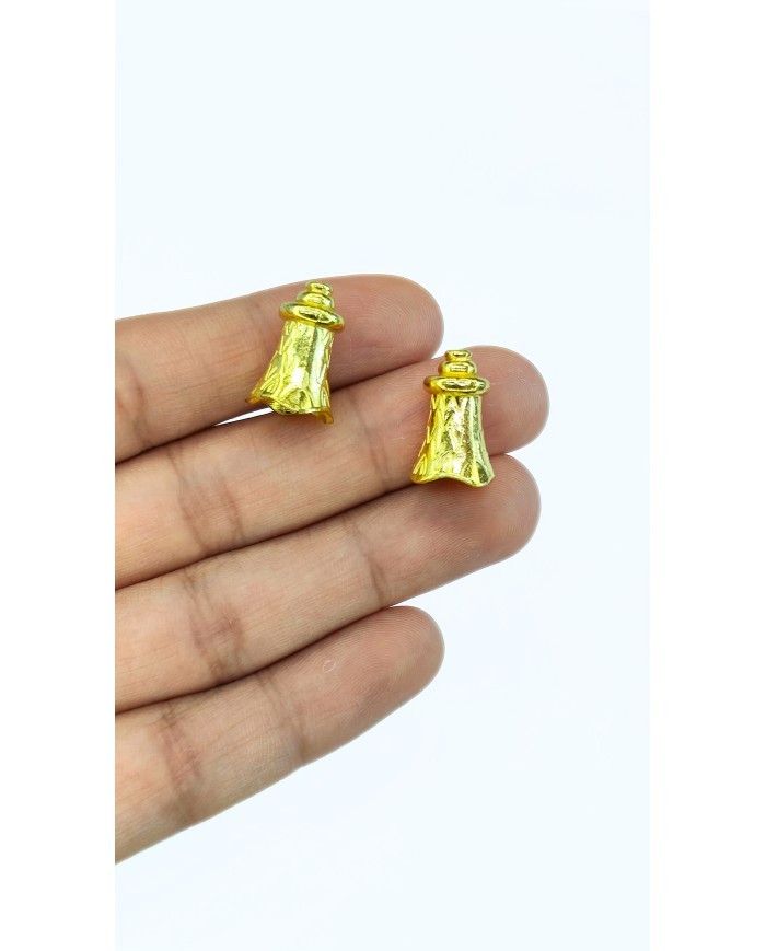 Zamak Desenli Tesbih İmamesi Sarı - 11x17mm