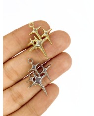 Pirinç Zirkon Mineli Işıltı Yıldız Kolye Bileklik Ucu Charm Altın 1 Adet