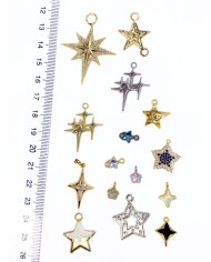 Pirinç Zirkon Mineli Işıltı Yıldız Kolye Bileklik Ucu Charm Gümüş 1 Adet