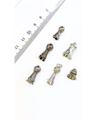 Zamak Desenli Tesbih İmamesi Gümüş Renk - 7x20mm