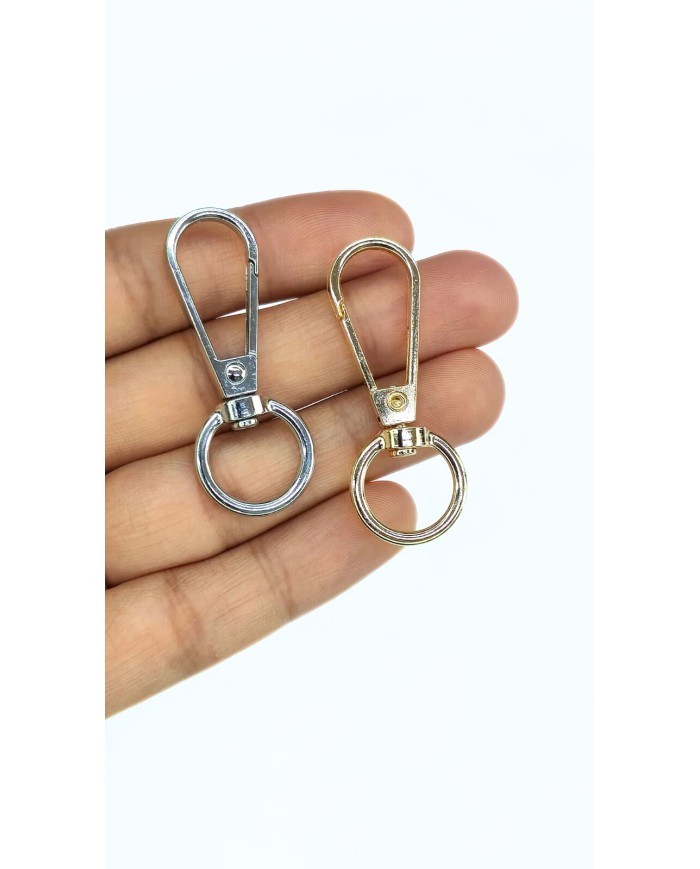 Papağan Yaylı Kanca Anahtarlık Klips Altı Yuvarlak Nikel 18x46mm - 1 Adet