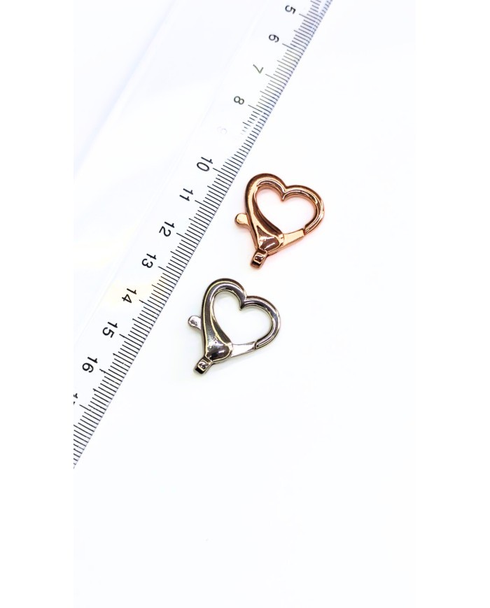 Kanca Klips Anahtarlık Kalp Bakır 21x26mm - 1 Adet