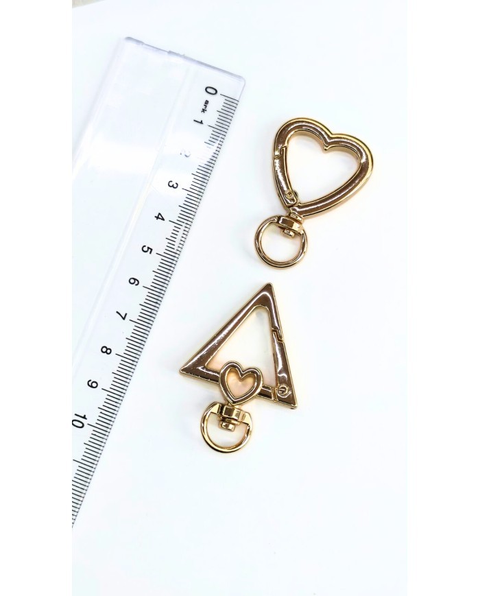 Yaylı Kanca Anahtarlık Çanta Askı Aparatı Kalp Sarı 29x43mm - 1 Adet