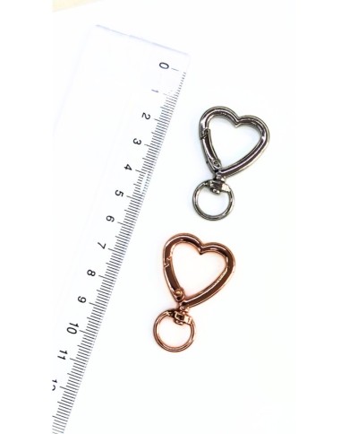 Yaylı Kanca Anahtarlık Çanta Askı Aparatı Kalp Bakır 26x40mm - 1 Adet