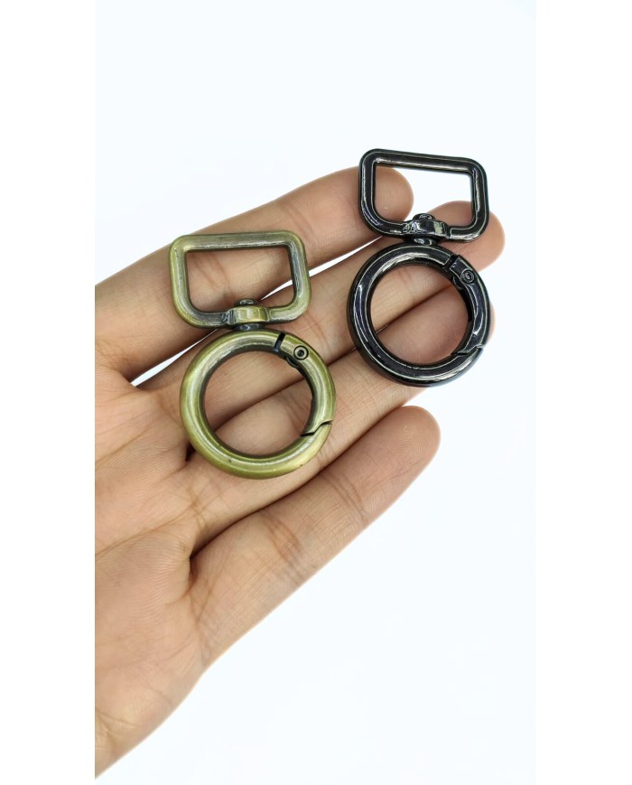 Yaylı Kanca Anahtarlık Çanta Askı Aparatı Halka Antrasit 26x46mm - 1 Adet