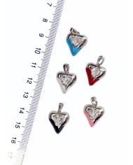 Pirinç Zirkon Taşlı Kalp Kolye Bileklik Ucu Charm Altın Mor 1 Adet