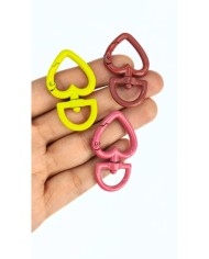 Yaylı Kanca Anahtarlık Çanta Askı Aparatı Kalp Pembe 27x45mm - 1 Adet