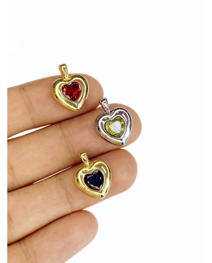 Pirinç Zirkon Taşlı Kalp Kolye Bileklik Ucu Charm Siyah 1 Adet