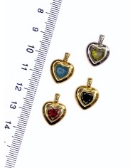 Pirinç Zirkon Taşlı Kalp Kolye Bileklik Ucu Charm Siyah 1 Adet