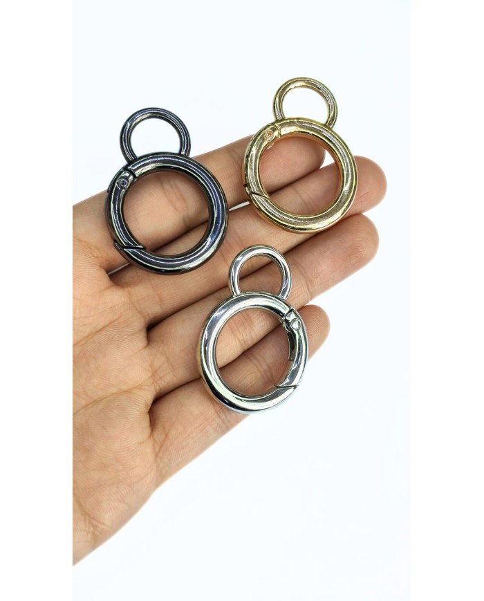 Yaylı Kanca Anahtarlık Çanta Askı Aparatı Yuvarlak Sarı 30x42mm - 1 Adet