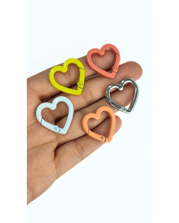 Yaylı Kanca Anahtarlık Çanta Askı Aparatı Kalp Pembe 25x26mm - 1 Adet