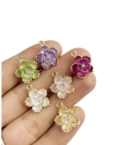 Pirinç Zirkon Mineli Lotus Kolye Bileklik Ucu Charm Pembe 1 Adet