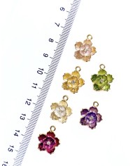 Pirinç Zirkon Mineli Lotus Kolye Bileklik Ucu Charm Pembe 1 Adet