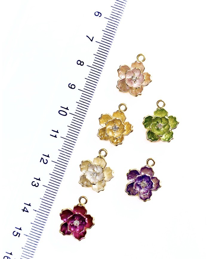 Pirinç Zirkon Mineli Lotus Kolye Bileklik Ucu Charm Yeşil 1 Adet