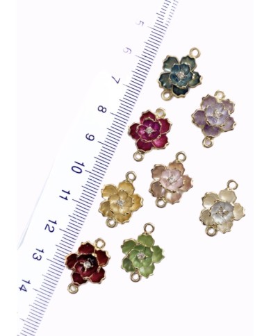 Pirinç Zirkon Mineli Lotus Çift Kolye Bileklik Ucu Charm Beyaz 1 Adet