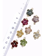 Pirinç Zirkon Mineli Lotus Çift Kolye Bileklik Ucu Charm Beyaz 1 Adet