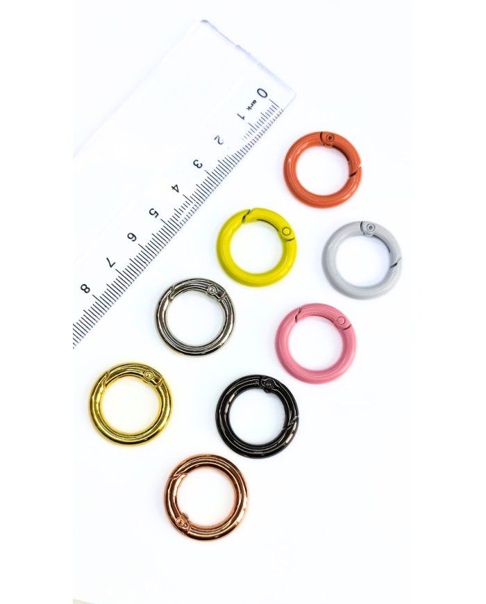 Yaylı Kanca Anahtarlık Çanta Askı Aparatı Yuvarlak Sarı 16x16mm - 1 Adet