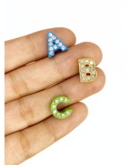 Sedef Altın Varaklı Yuvarlak Harf Kolye Bileklik Ucu Charm 8x8mm 1 Adet