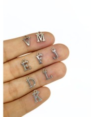 Zamak Rodyum Kaplama Geçme Balon Harf Kolye Bileklik Ucu Charm Nikel 17x23mm 1 Adet