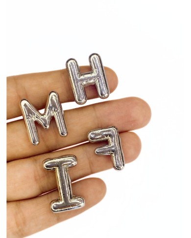 Zamak Rodyum Kaplama Geçme Balon Harf Kolye Bileklik Ucu Charm Nikel 17x23mm 1 Adet