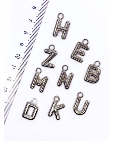 Zamak Rodyum Kaplama Kulplu Balon Harf Kolye Bileklik Ucu Charm Nikel 15x17mm 1 Adet