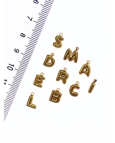Çelik Kulplu Balon Harf Kolye Bileklik Ucu Charm Altın 8x9mm 1 Adet