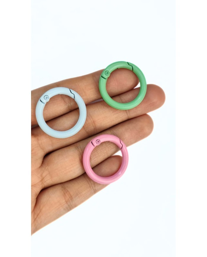Yaylı Kanca Anahtarlık Çanta Askı Aparatı Yuvarlak Pembe 20x20mm - 1 Adet